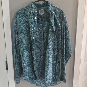 Cinch Men's Blue and Green Paisley Shirt